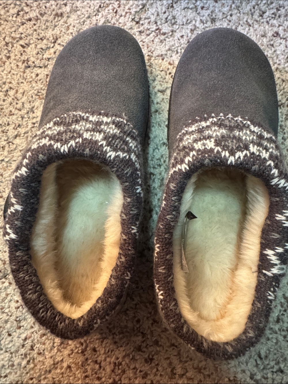 Natural Reflections Women's Gray Faux-Shearling Clog Mules